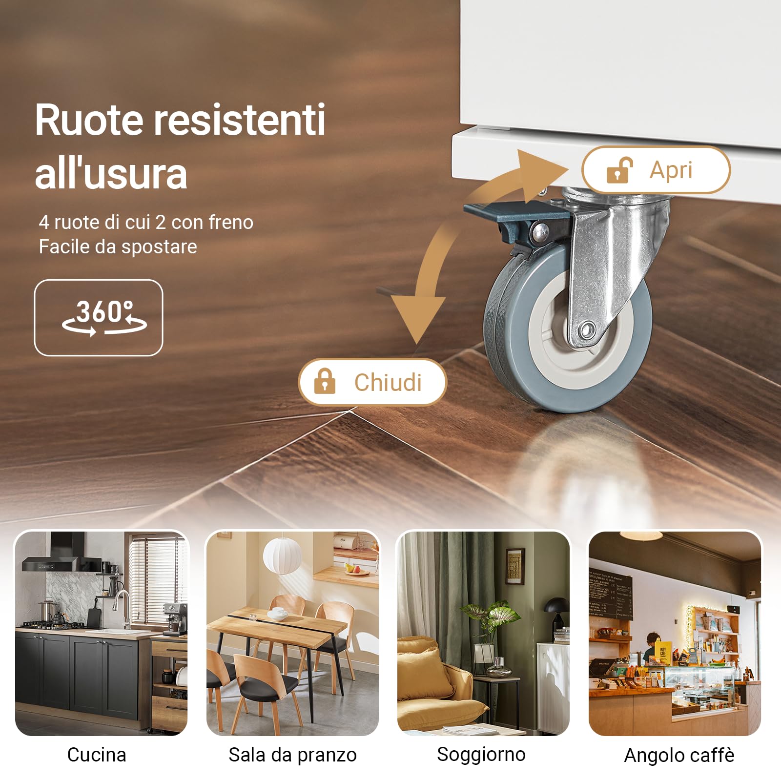 SoBuy Carrello Cucina con Ruote Isola Cucina con Piano di Lavoro in Acciaio Inox, 1 Cassetto e 2 Ripiani Regolabili, Mobile Salvaspazio per Mobili da Cucina Bianco120 x 56 x 90 cm FKW117-W