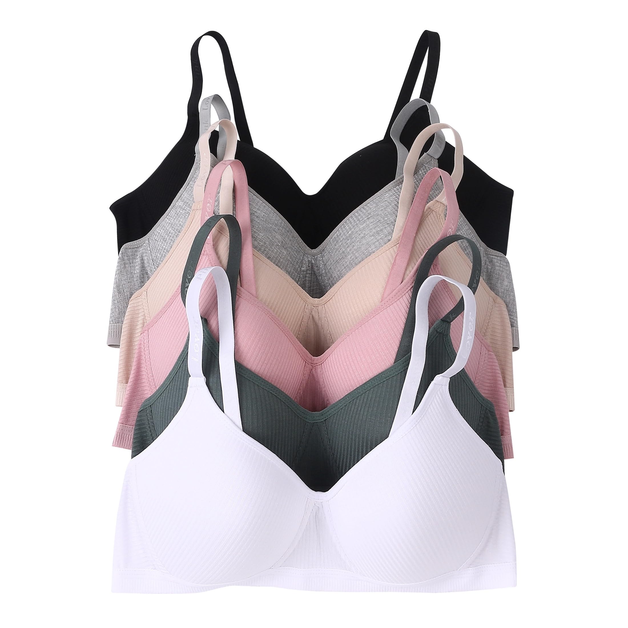 Viola's Secret 6 Pack of Color Print T-Shirt Bras B Cup C Cup and D Cup