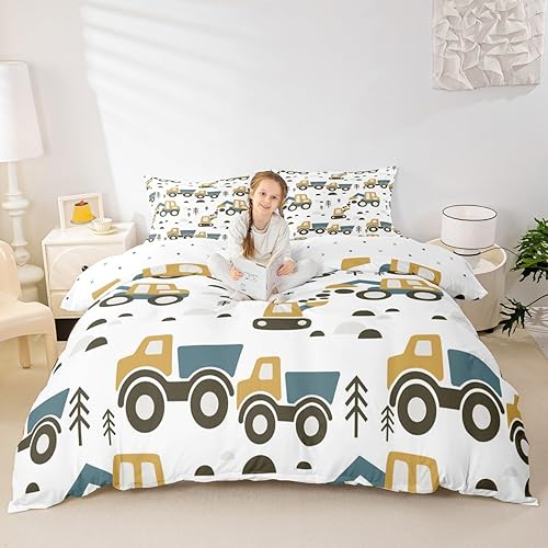 Vista 41 de Feelyou Juego de ropa de cama de coche de dibujos animados para niños y niñas, juego de funda de edredón de coche vintage, funda de edredón de tren