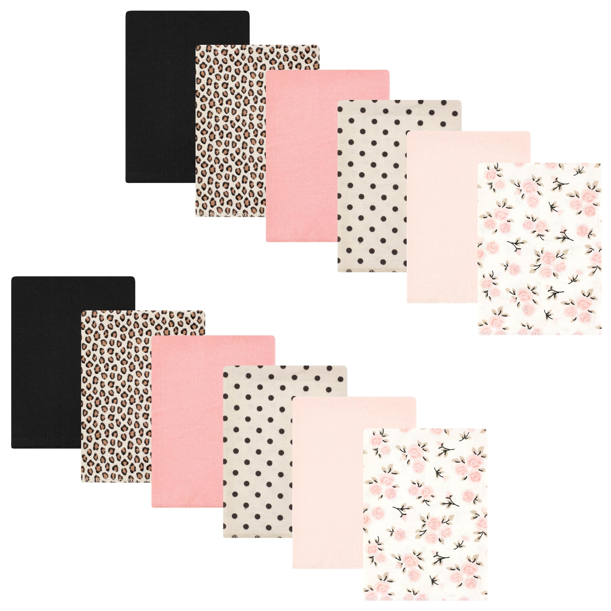 Hudson Baby Unisex Baby Cotton Flannel Burp Cloths Bundle, Neutral Pink Floral, One Size