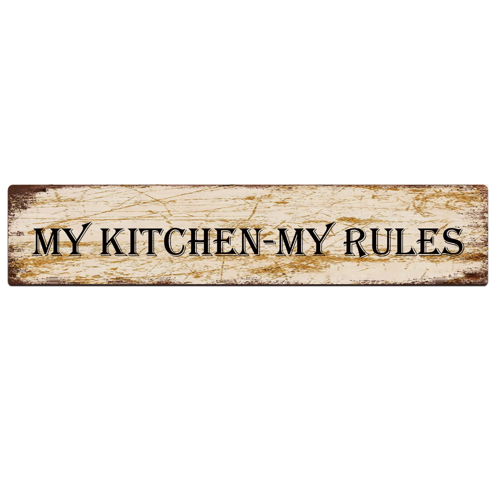 My Kitchen My Rules Retro Tin Signs Aluminum Metal Sign for Kitchen Home Garden Wall Bar Cafe Decor 4x16 Inch