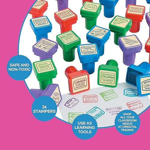 Miniatura 4 de Sellos de pasaporte - 24 piezas - Actividades educativas y de aprendizaje para niños