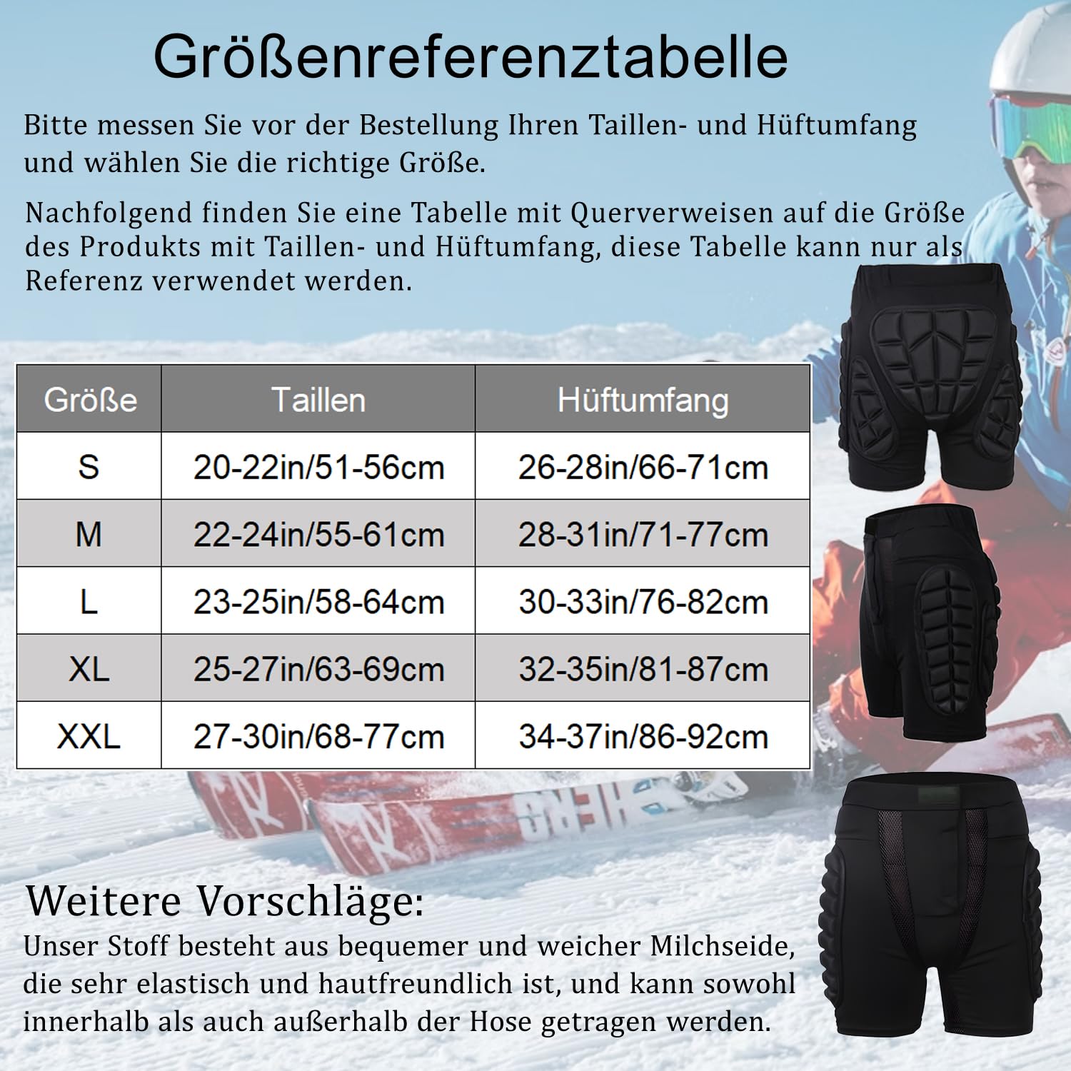 Pantalones cortos protectores acolchados 3D, acolchado de protección, pantalones de protección de cadera, equipo de protección de cadera para snowboard, patinaje, patinaje, ciclismo al aire libre