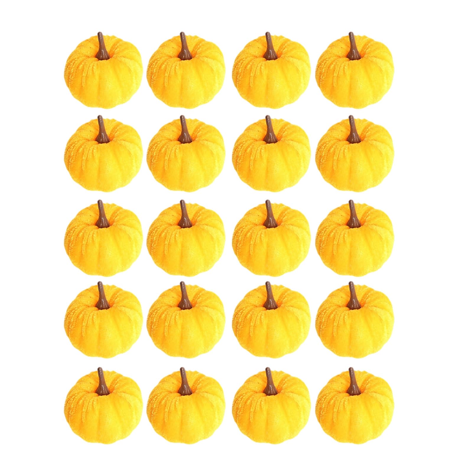 pidodou 20PCS Velvet Pumpkin Decorative Ornaments, Multi-Color Artificial Fall Harvest Decor for Mantel Table Shelf, Farmhouse Table Centerpiece for Thanksgiving Halloween Decor Yellow