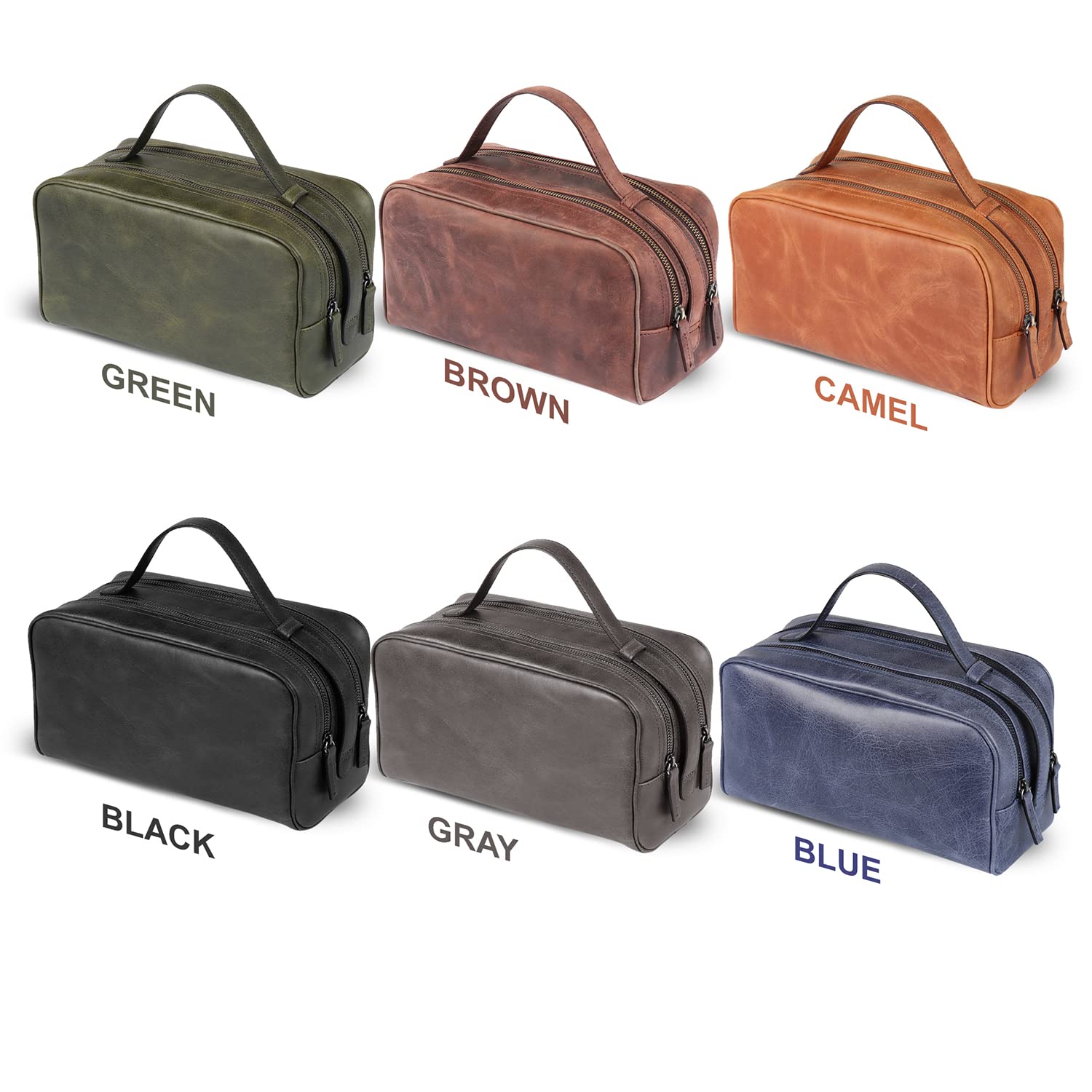 Londo Borsa da viaggio in vera pelle con due scomparti, unisex