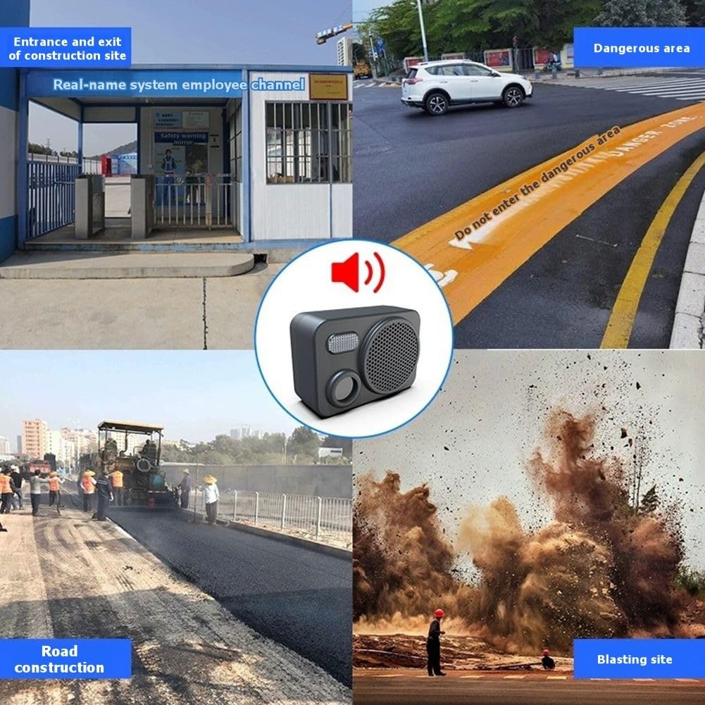 Alarma de Construcción, Alarma de Alto Volumen, Sensor Humano de Infrarrojos, Alimentado por Energía Solar, para Uso Exterior.