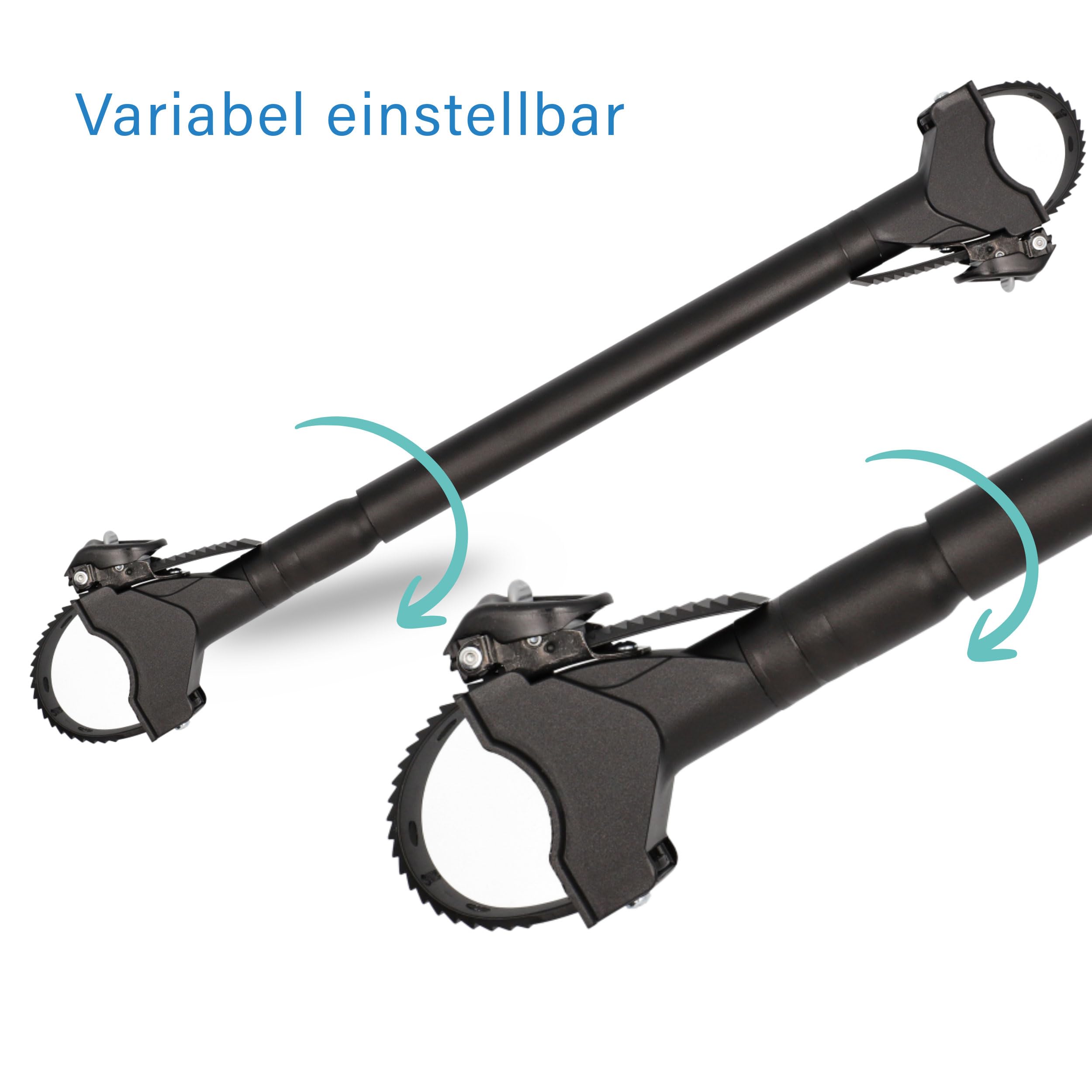 FISCHER Adattatore per telaio della bicicletta, adattatore variabile per un trasporto sicuro e pratico, adatto per tubi fino a 6 cm di diametro, distanza fino a 65 cm tra reggisella e manubrio, nero