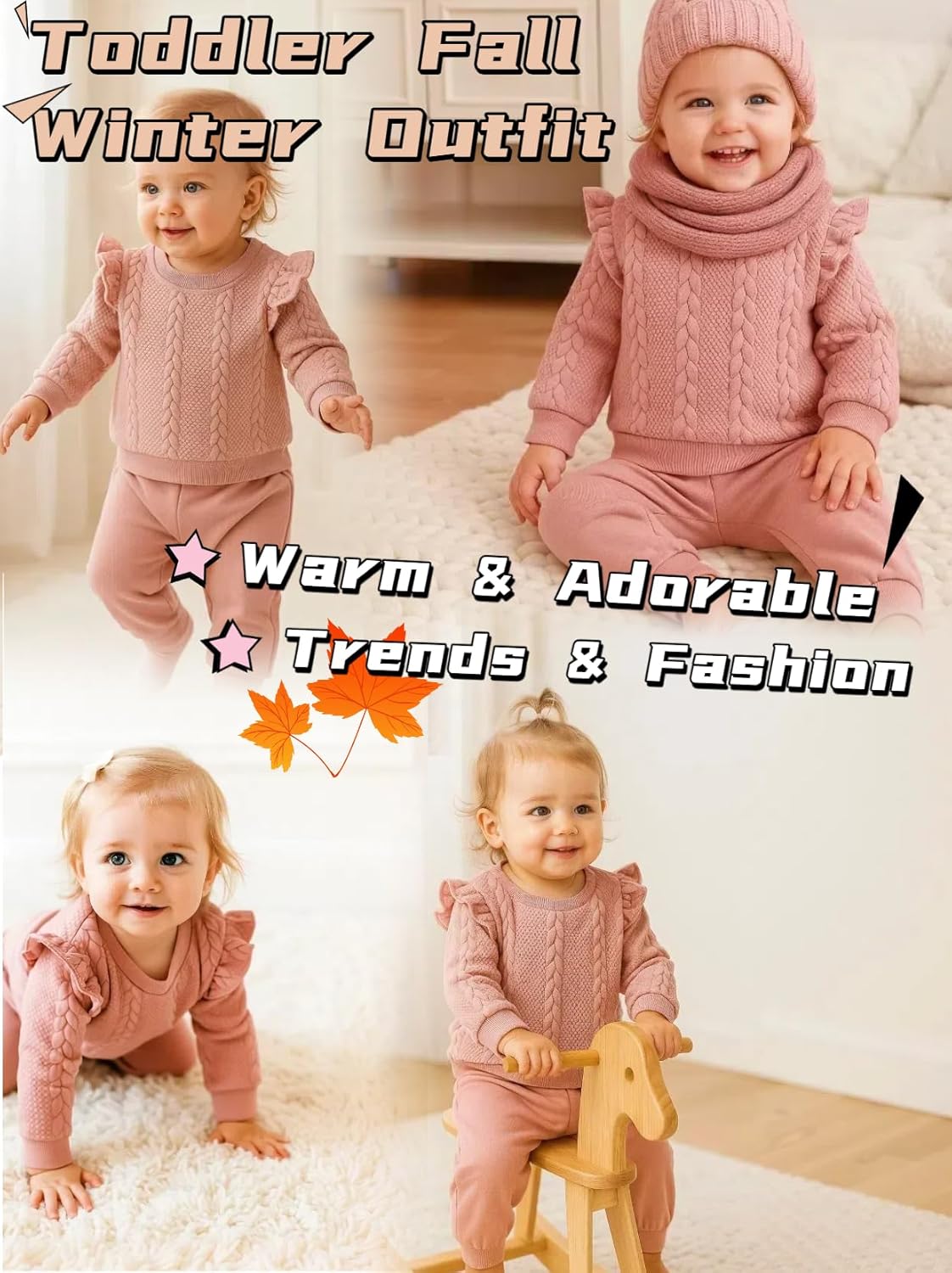 Toddler Girls Outfits Fall Winter Clothes Long Sleeve Ruffle Sweatshirt Pants Set Girl Sweatsuit 2 3 4 5 6 Year - Image 5