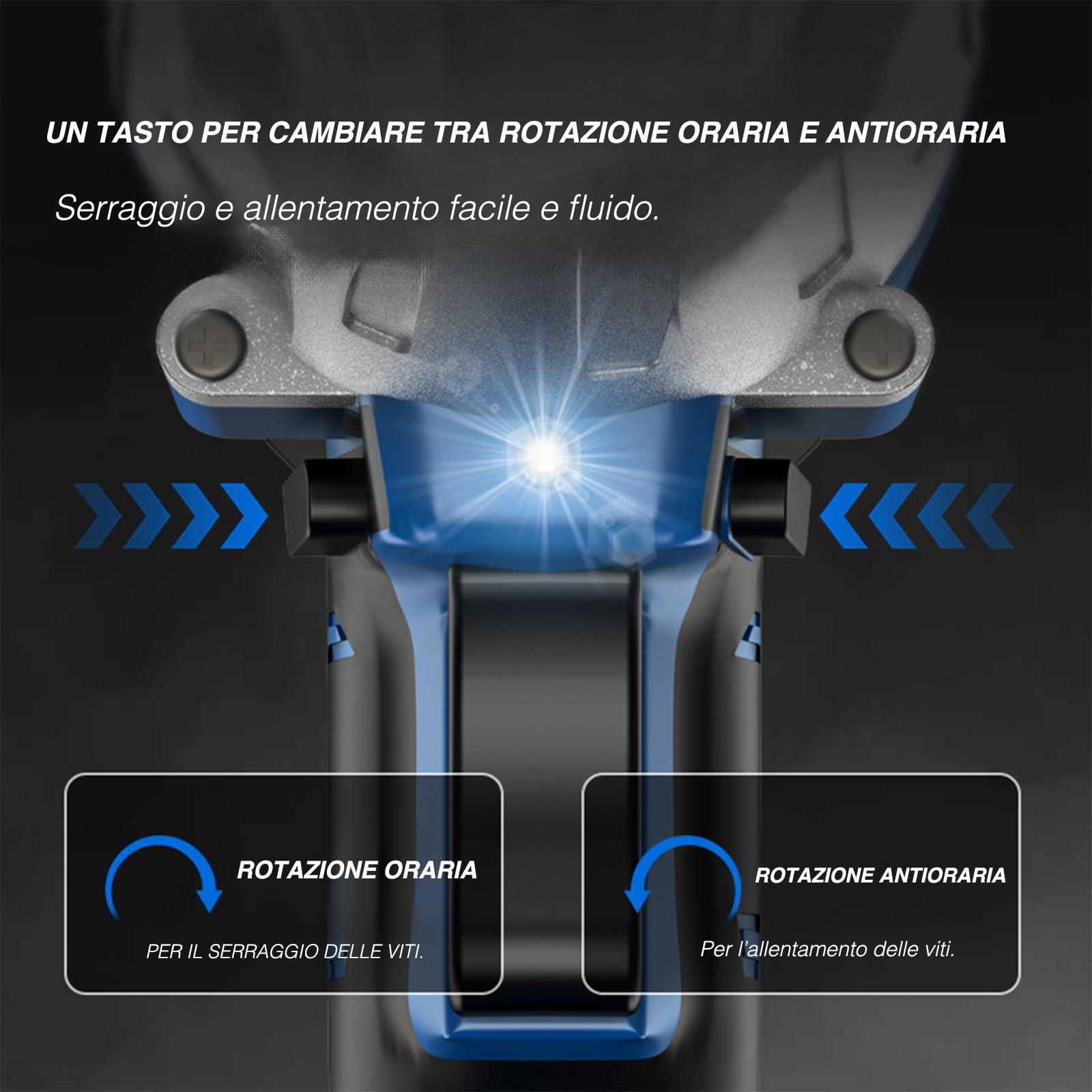 VOLTIX Avvitatore a Impulsi Cordless 21V, 320N.M Motore Brushless, Avvitatore a Percussione a 2 Velocità, Elevata Coppia, con Luce LED, Batteria Ricaricabile, Ideale per Riparazione Auto, Fai da Te e
