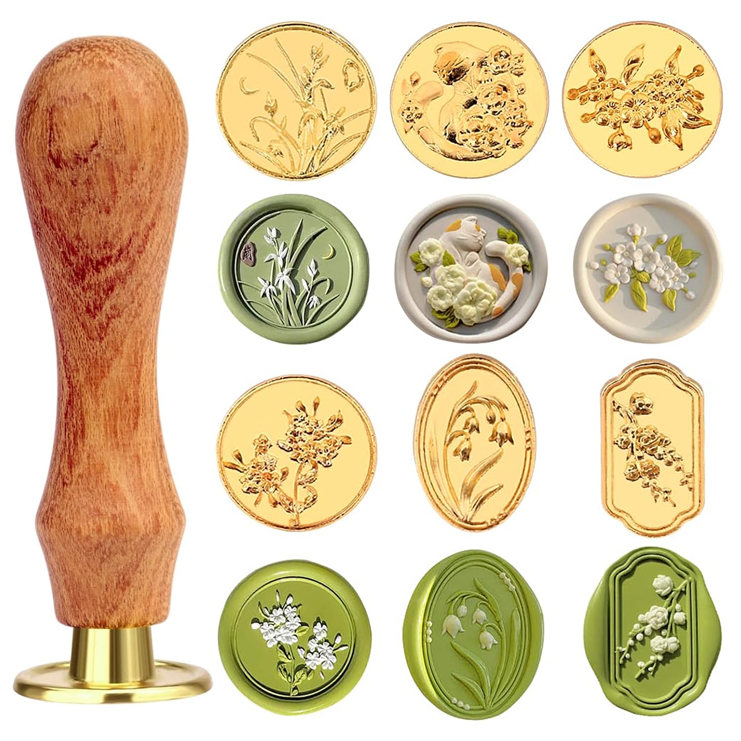 6 Pcs Floral Wax Seal Stamp Kit – Premium Wooden Handle Wax Stamp for Envelopes, Invitations & Gifts – Vintage Wax Seal Kit for Letters, Scrapbooking & Art Craft Decoration-image-34