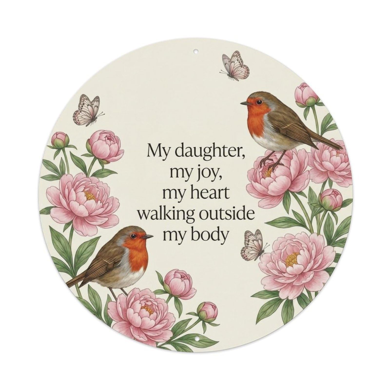 Okahys 8X8inch(20X20cm) European Robin Garden Sign Heaven Love Daughter Metal Tin Sign