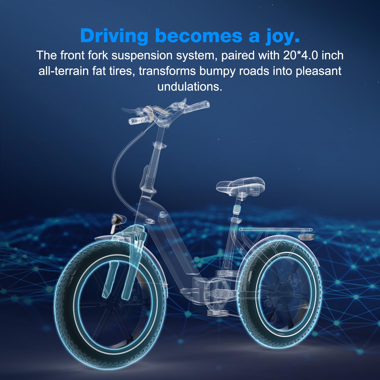 E Bike Klapprad, E-Bike mit 20×4,0 Zoll Fat Tire, Hochfester Körper, 48V 499.2Wh Akku, 7-Gang, LCD-Display, 250W Motor & 25Km/h Elektrofahrräder für Herren und Damen