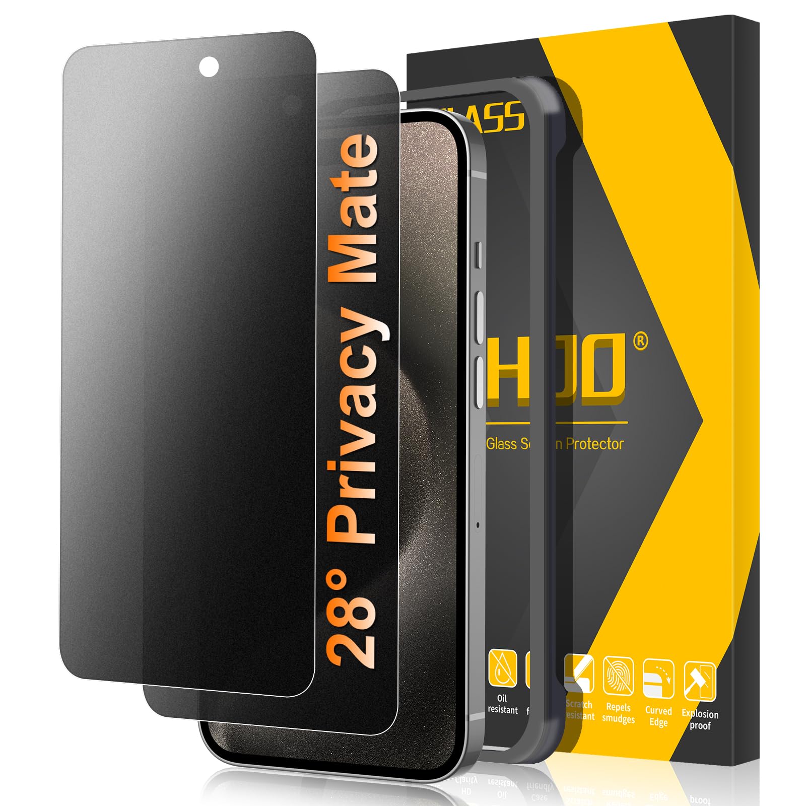 2 Piezas para iPhone 15 Pro Max Protector de Pantalla Mate Privacidad | 28° Antiespía, Antireflejo, Antihuellas, Tacto Cómodo, Fácil Instalación, 9H Pelicula Cristal Vidrio Templado