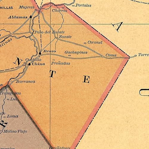 Miniatura 6 de Antiguos Maps Estado Libre y Soberano de Nuevo León de Atlas Mexicano circa 1884 - Póster artístico vintage para pared, 24 x 30 pulgadas (24.016 x