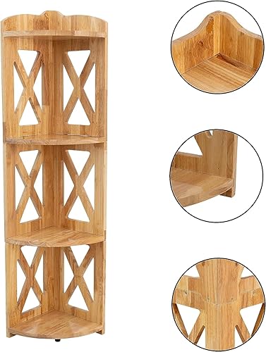 Miniatura 3 de Estante esquinero, estantería de esquina, estantes de esquina pequeños de madera natural, soporte para plantas, estantería de esquina para sala de