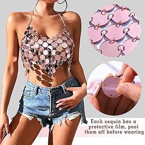 Amazon.com: Aksod Sequins Body Chain Bra Top Rose Gold Crop