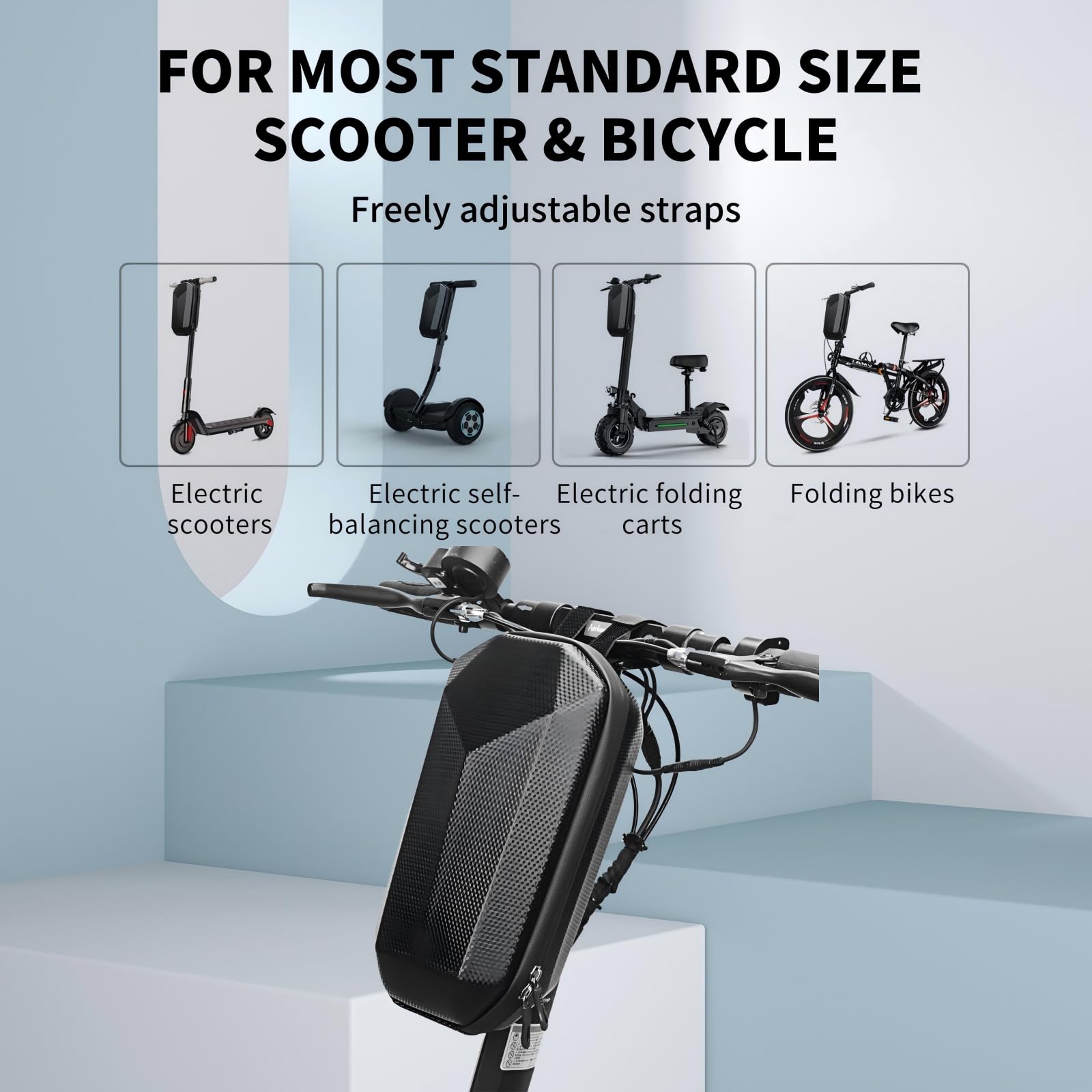 DCJVUFR Electric Scooter Bag Storage, Electric Bike Handlebar Bag, Scooter Storage Bag with 4L Large Capacity, Waterproof Scooter Front Handlebar Bag for Carrying Phone, Wallet, Charger Tools