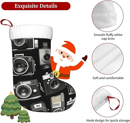 Miniatura 4 de Christmas Stockings Personalized Christmas Decorations 18" Retro Cool Camera Collection Stockings for Christmas Classic Soft Plush Xmas Hanging