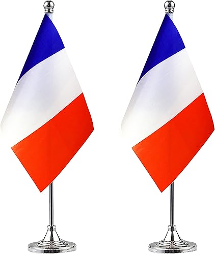 Miniatura 10 de Paquete de 2 banderas de escritorio de Jamaica con base de soporte, decoración para eventos y celebraciones