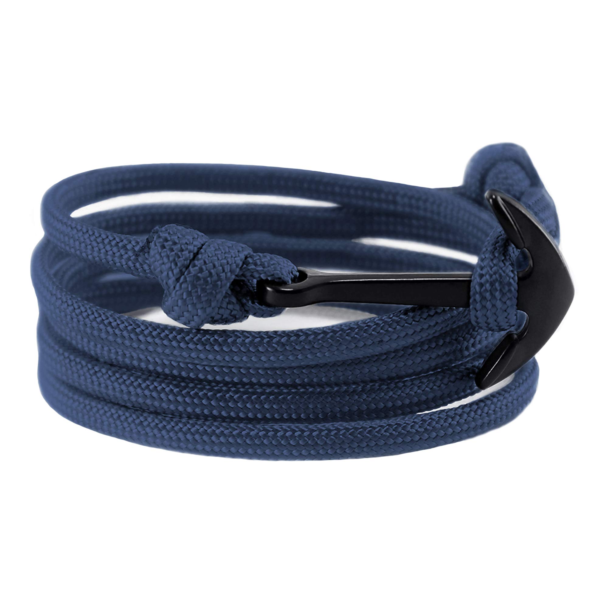 Anchor Bracelet Nautical Rope Paracord Bracelet Handmade Nylon Cord Motivational Wristband Sailor Charm Black Silver Adjustable Dorsal Wrist Wrap Men Women