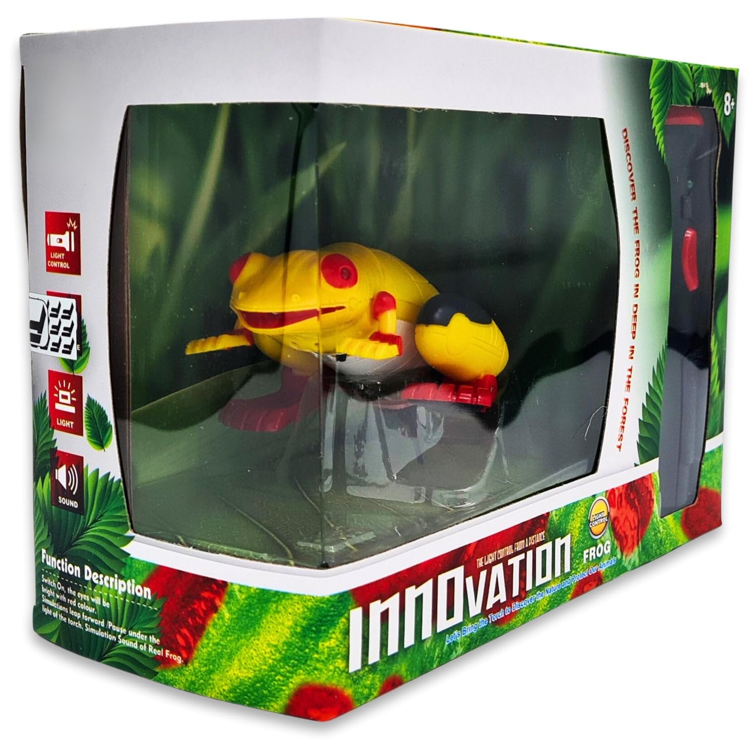 Laser Remote Control Frog Toy - Life Like with Jumping, Sound and Light, Yellow