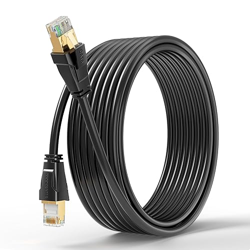 BlueRigger Cable Ethernet CAT 8 para exteriores, 25 pies (RJ45, 40 Gbps, 2000 MHz, resistente a la intemperie, cable de Internet CAT8 resistente a
