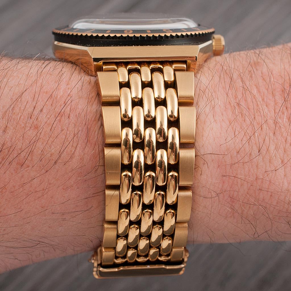 StrapHabit Watch Bracelet for Q Timex Band Replacement fits 36mm, 38mm, 40mm, M79, GMT, Chronograph - TQ18 Quick Release Beads of Rice Bracelet Strap - Stainless Steel Vintage BOR 18mm