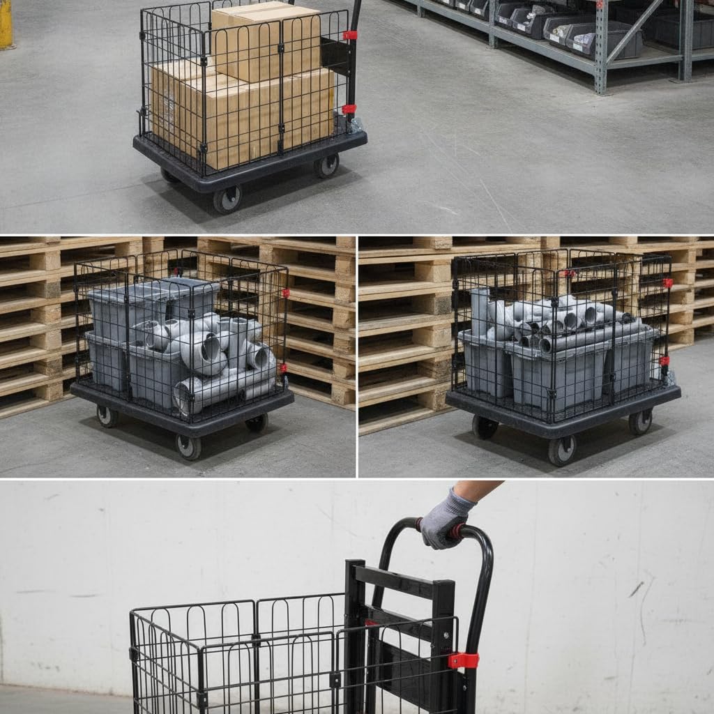 Carrello Pieghevole in Metallo per Movimentazione Merci in Magazzino, per consegne - metal, 50 * 70cm