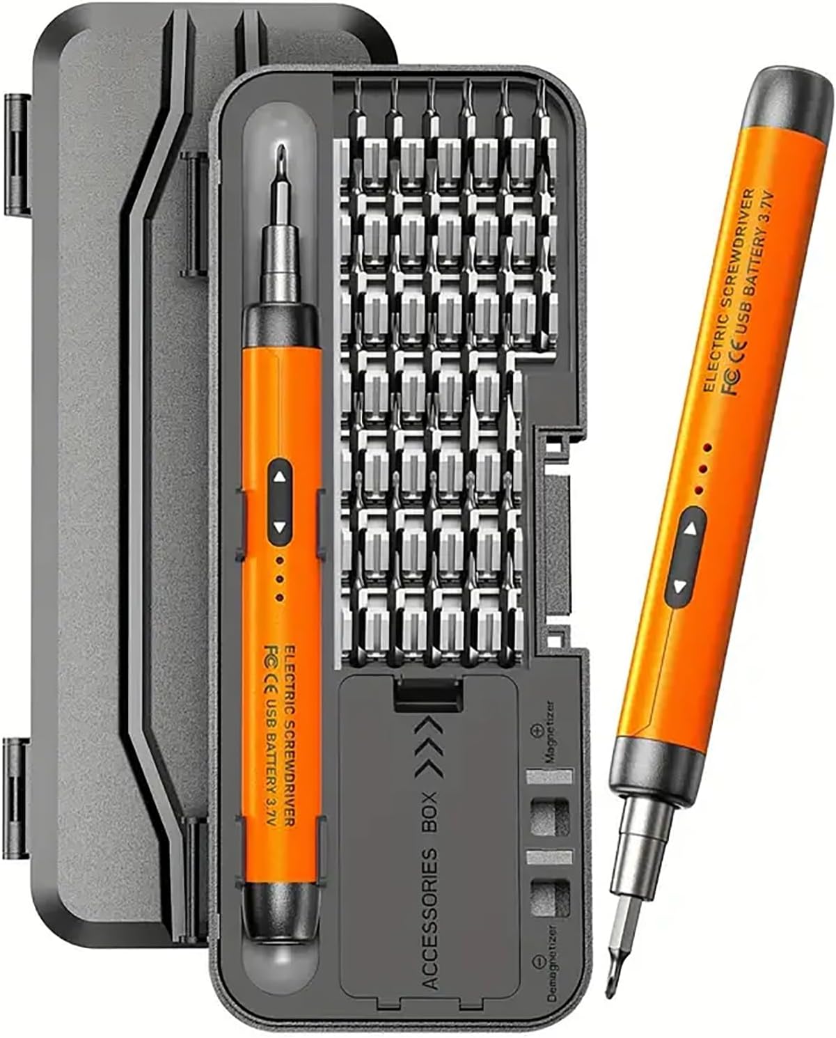 Mini Electric Screwdriver Set, 46-in-1 Magnetic Bits, Precision Electric Screwdriver,Cordless Screwdriver Set,Multifunctional Portable Precision Tool Kit Repair Tool for Phone/Camera/Laptop (Orange)