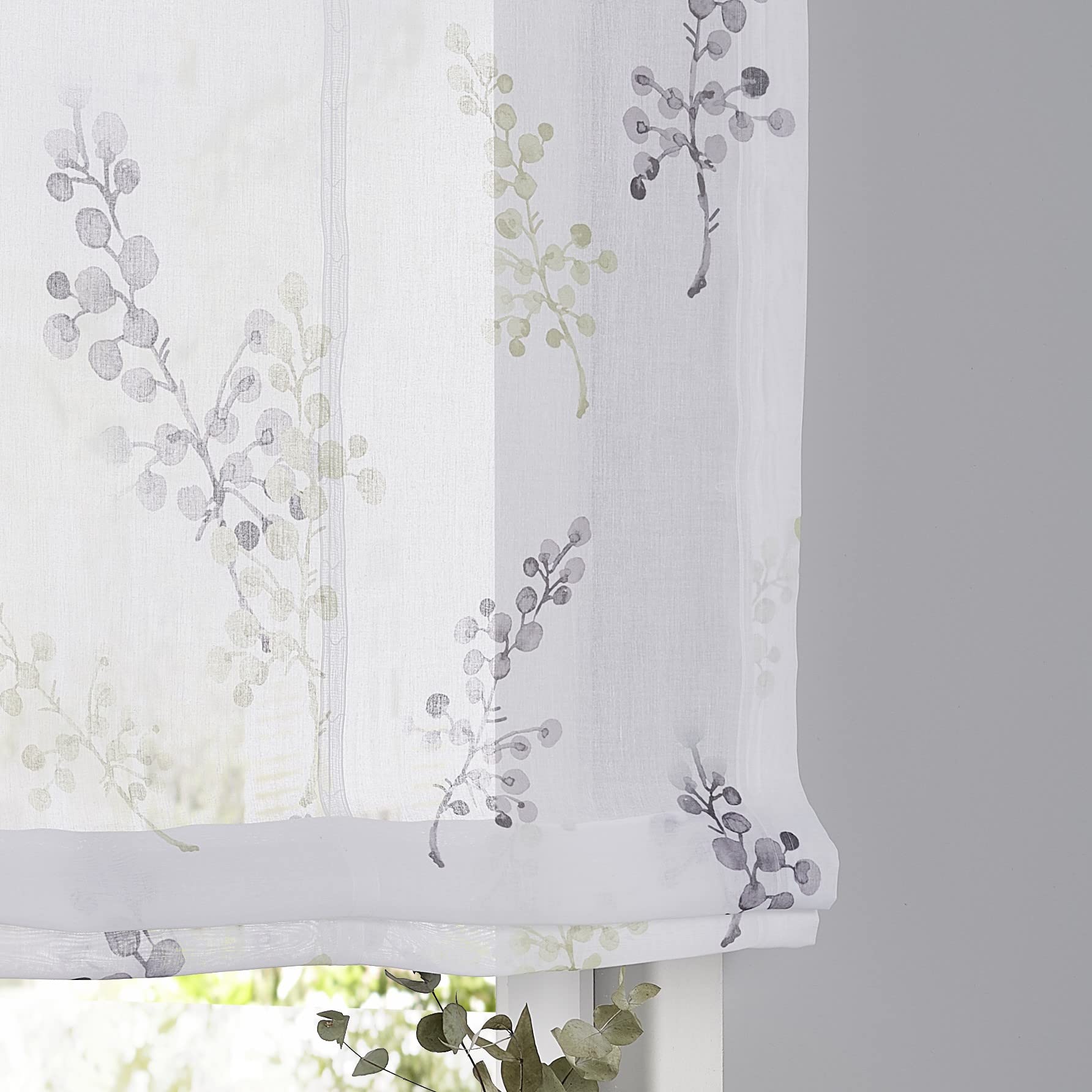 Kutti Store romain blanc Danny avec passants imprimé rideau semi-transparent (taupe, 80 x 140 cm)