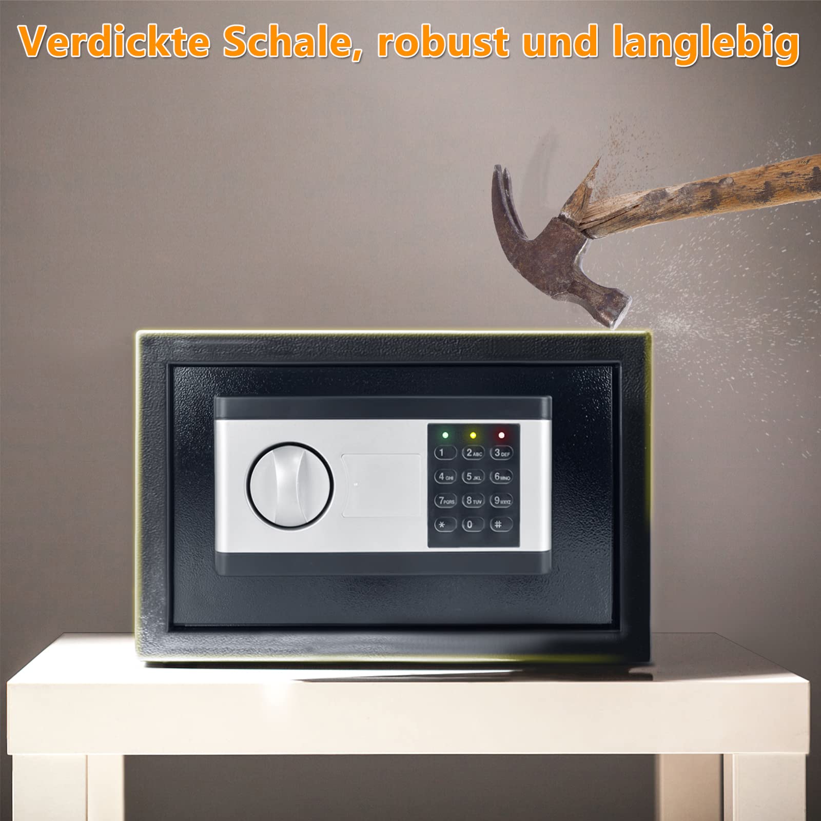 XMTECH Sejf elektroniczny sejf meblowy, sejf ścienny, ze stali, cyfrowy kod PIN z 2 kluczami, elektroniczny sejf ze stali, podwójny sejf ze stali, 22 l (35 x 25 x 25 cm)