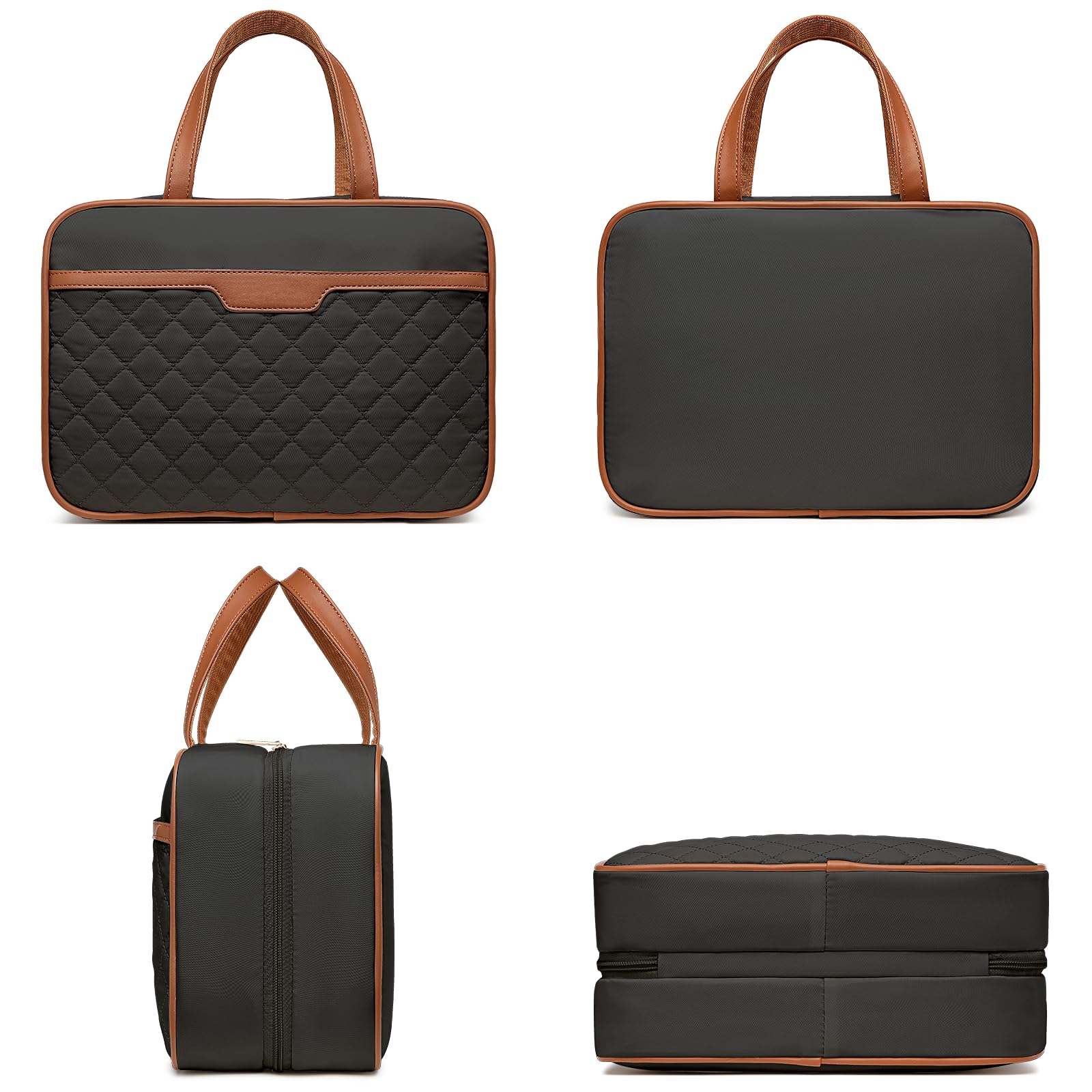Beauty case da viaggio da donna da appendere, organizer da viaggio per articoli da toeletta di dimensioni standard, borsa da viaggio portatile impermeabile con gancio per appendere e 4 scomparti per