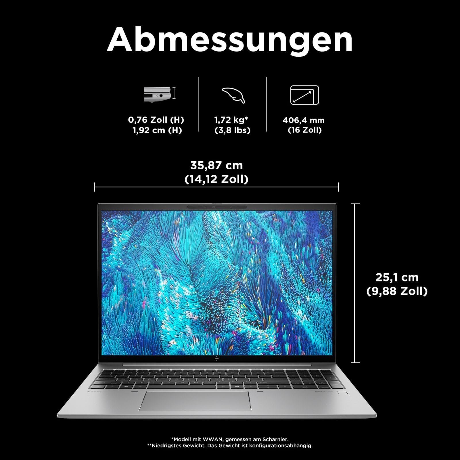 HP Inc. ZBook Firefly 16 G11 Core Ultra 7 155H 32GB RAM 1TB SSD RTX A500 Win11Pro - 98N38ET#ABD