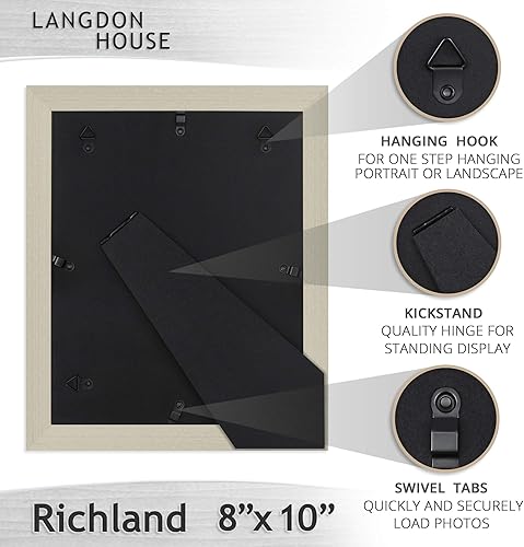 Miniatura 3 de Langdon House Marcos de fotos de 8 x 10 pulgadas (blanco almendra, paquete de 6) estilo veta de madera, montaje en pared o mesa, colección Richland