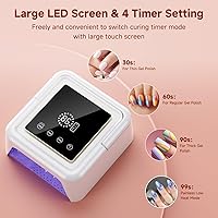 Vista 5 de Lámpara de uñas UV inalámbrica de 108 W, lámpara de uñas LED profesional con 36 cuentas y pantalla táctil, luz UV recargable para uñas de gel