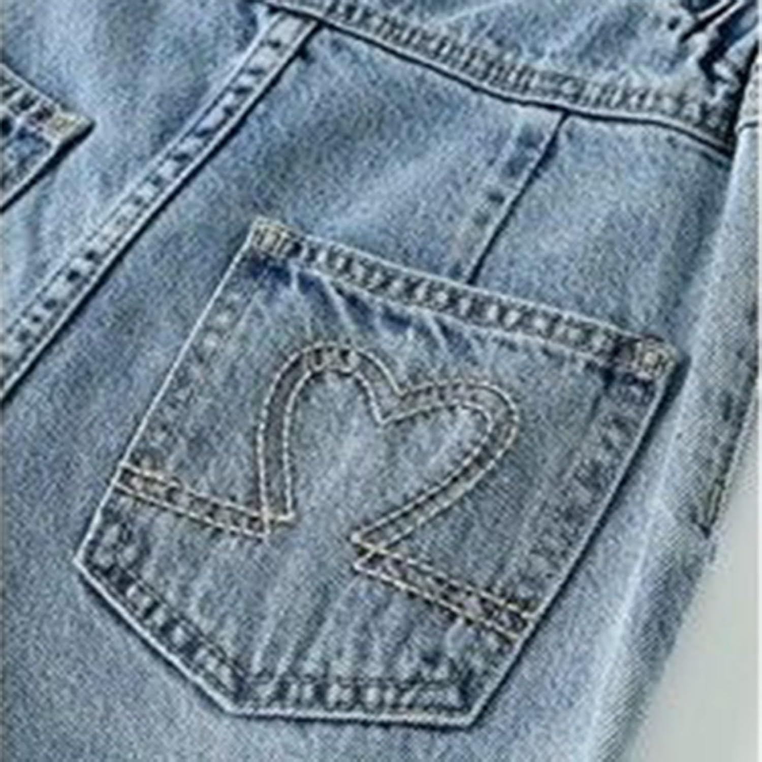 Teen Girls Denim Overalls Baggy Straight Wide Leg Distressed Vintage Jumpsuit Solid Color Sleeveless Bib Overall