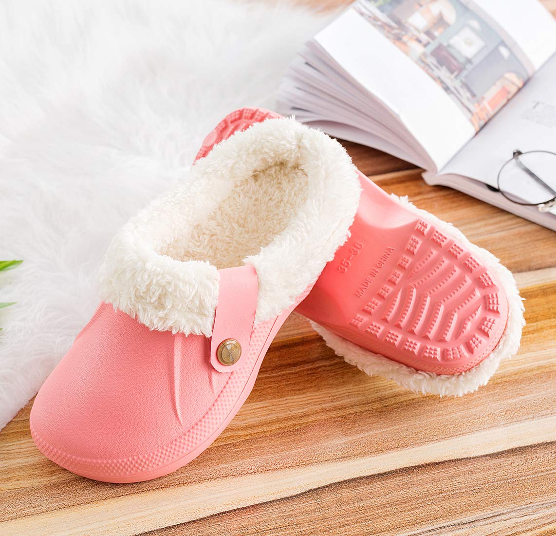 CELANDA Pantofole Invernali Donna Uomo Zoccoli e Sabot Unisex Ciabatte da casa Impermeabile Antiscivolo Scarpe da Giardino All'aperto/Interno,GR.35-47