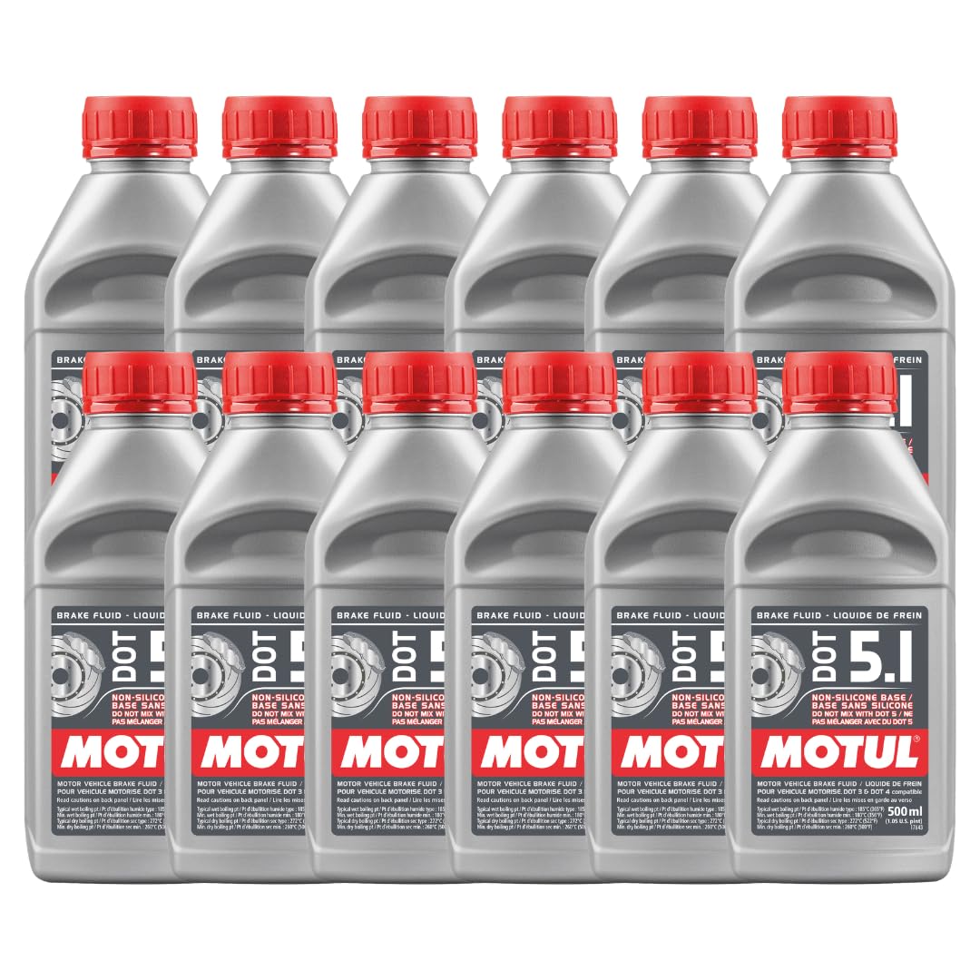 Motul (12 Pack) Case 100951 100% Synthetic Brake Dot 5.1 Brake Fluid 1/2 Liter or 500 ml