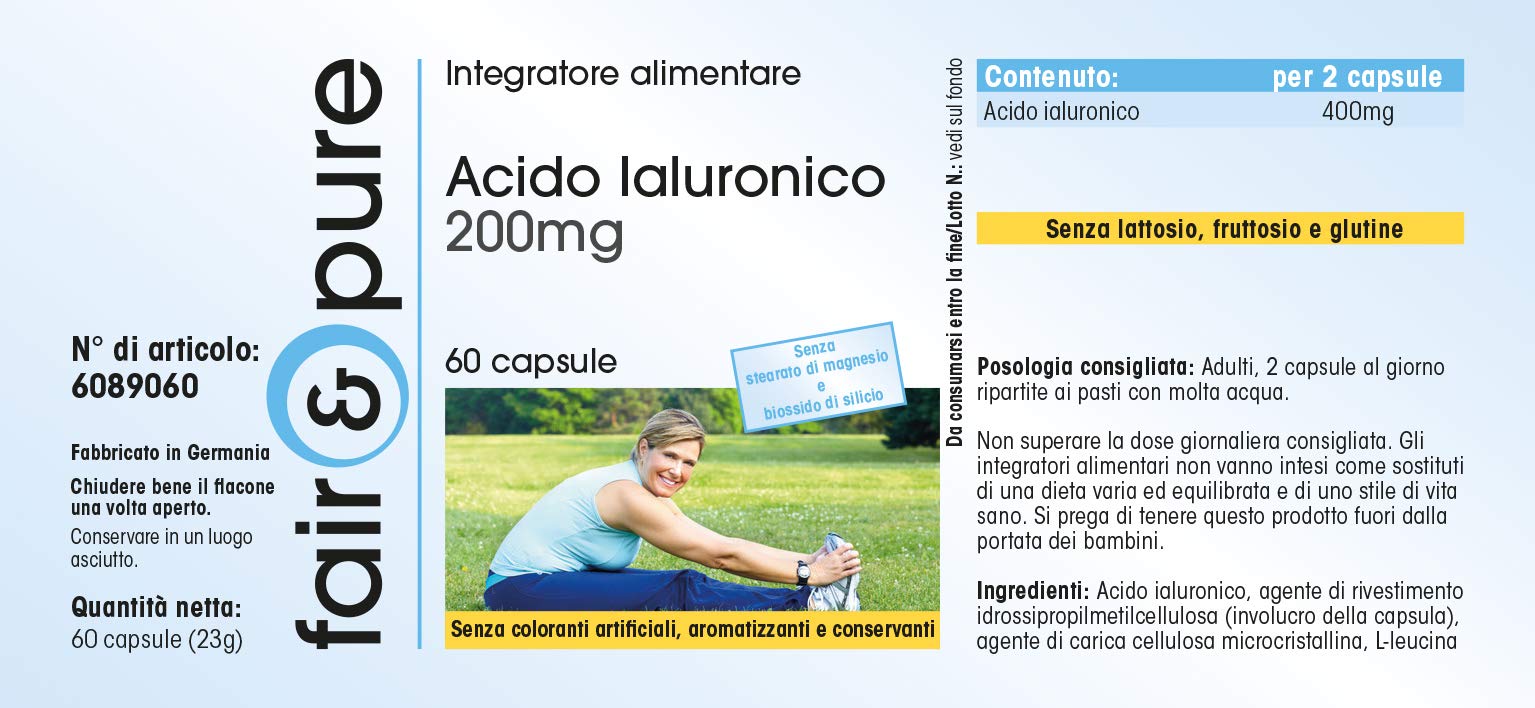Fair & Pure® - Acido ialuronico 200mg - Vegan - 60 Capsule