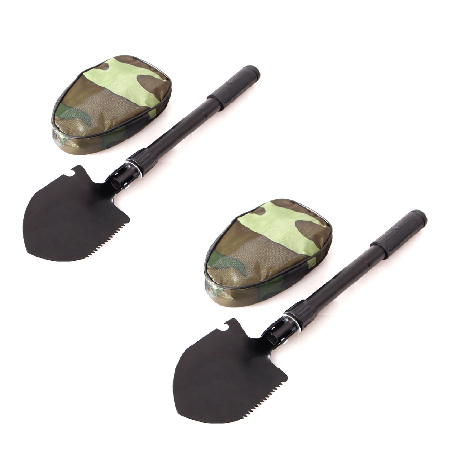 New (2) Multi-Tool Folding Shovel with Pouch, Camping Field Gear Survival Tool. Great for Emergency Situations to keep in Car, Truck. Garden Shovel