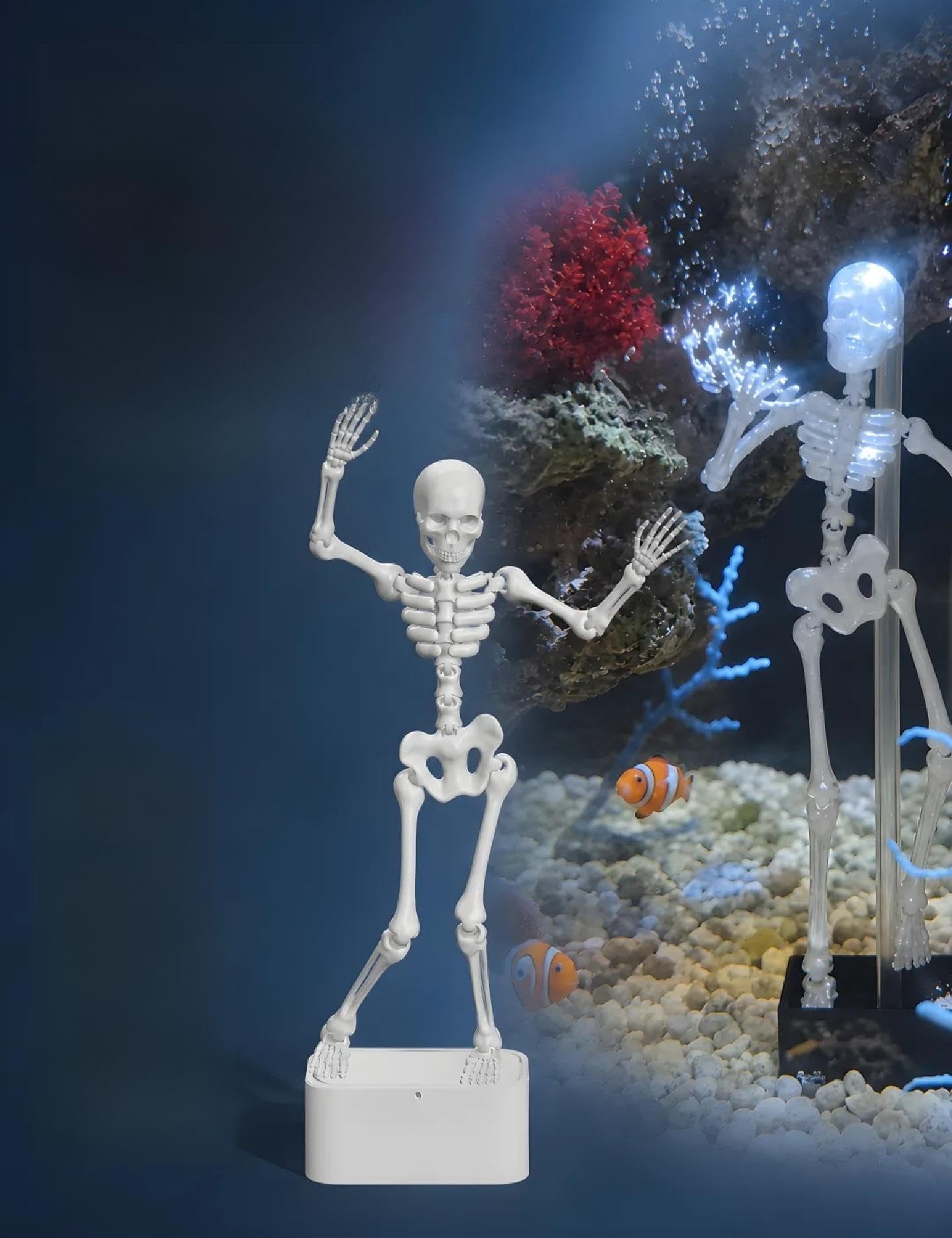 Dancing Skeleton Aquarium Air Stone Ornament, Upgraded Version | Support-Free Design, Fish Tank Decor, Bubble Air Stone, Skeleton Figure, Underwater Ornament-image-40
