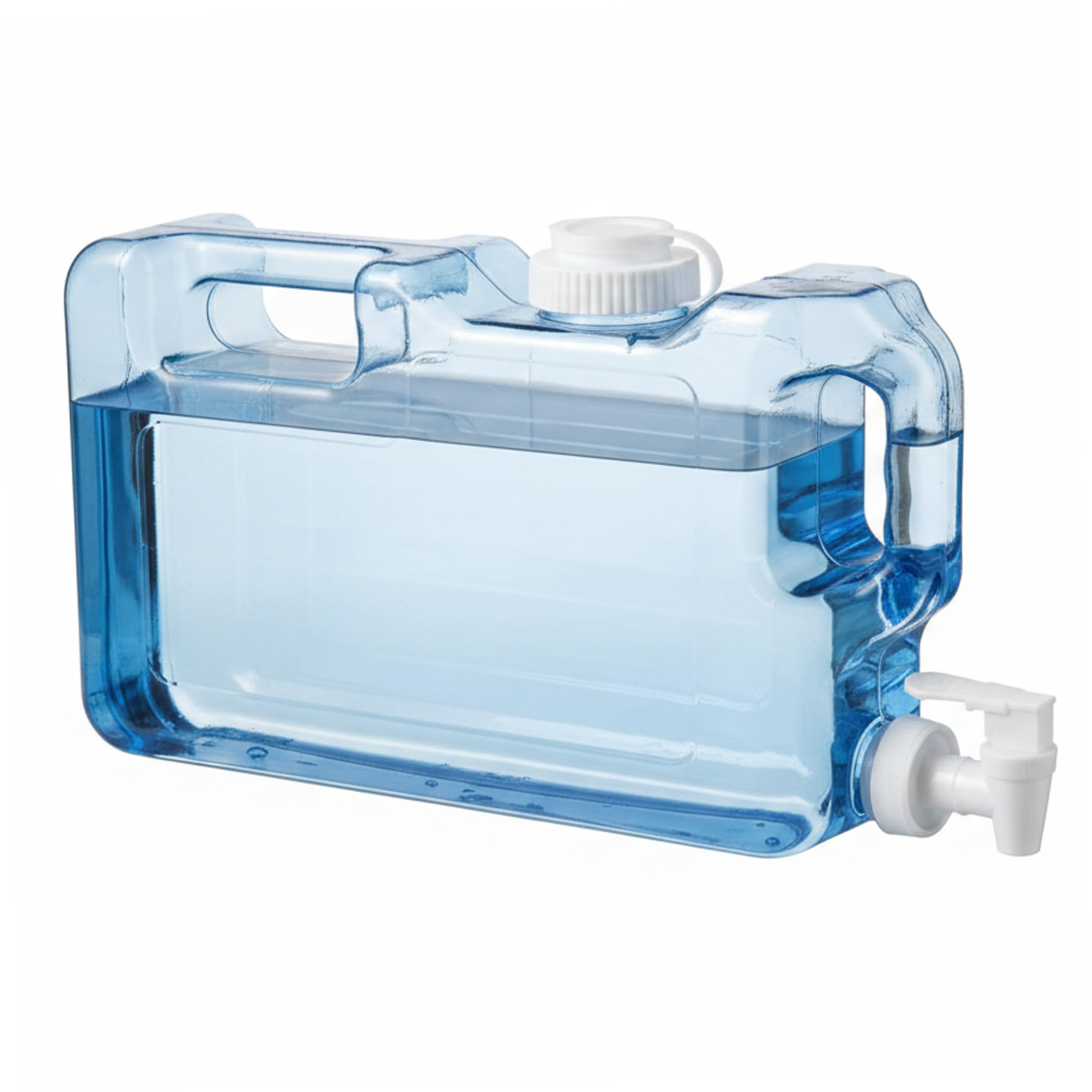 Fridge Water Dispenser 4L Plastic Drink Dispenser with Tap for Camping Home Dorm, Blue, 1.1 Gallon, Food-Grade PETG with Handle