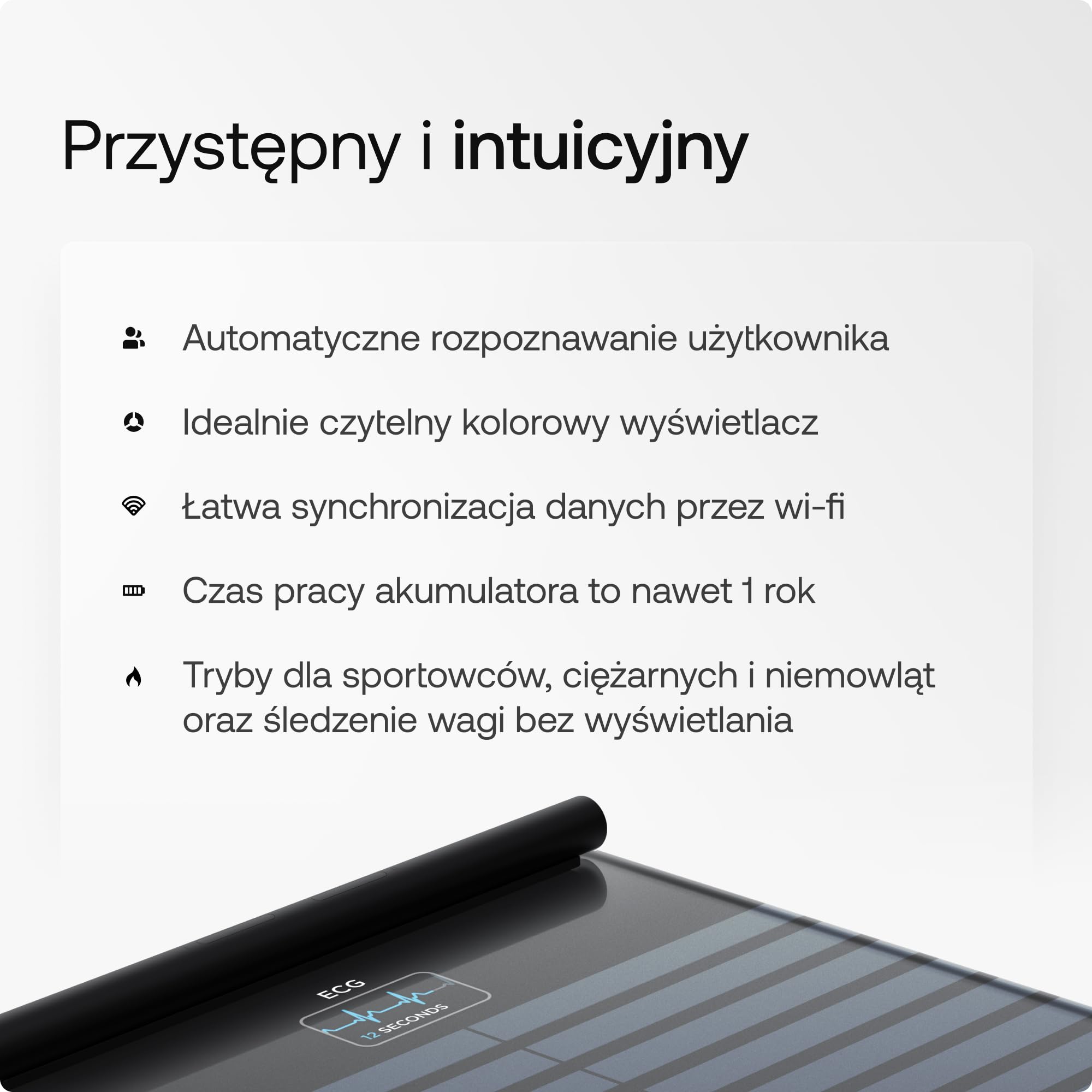 WITHINGS Body Scan – waga sieciowa WLAN do poprawy zdrowia, waga osobowa BIA, analiza składu ciała, tkanki tłuszczowej, masy mięśniowej, zawartości wody, elektrokardiogramu, czarna