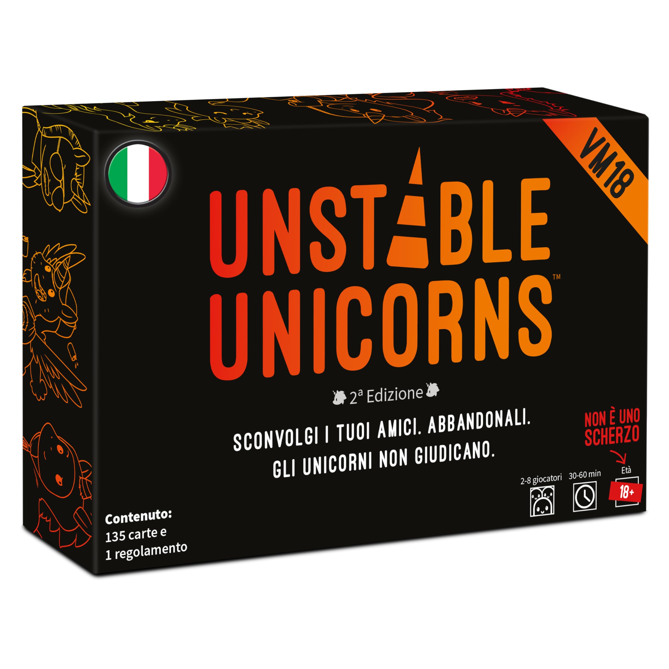 Asmodee – UNSTABLE UNICORNS VM18 – Sconvolgi i Tuoi Amici con Unicorni Irriverenti – Gioco da Tavolo per Adulti – Idea Regalo Addio al Celibato/Nubilato – 2-8 Giocatori – 18+ Anni – Ed. in Italiano