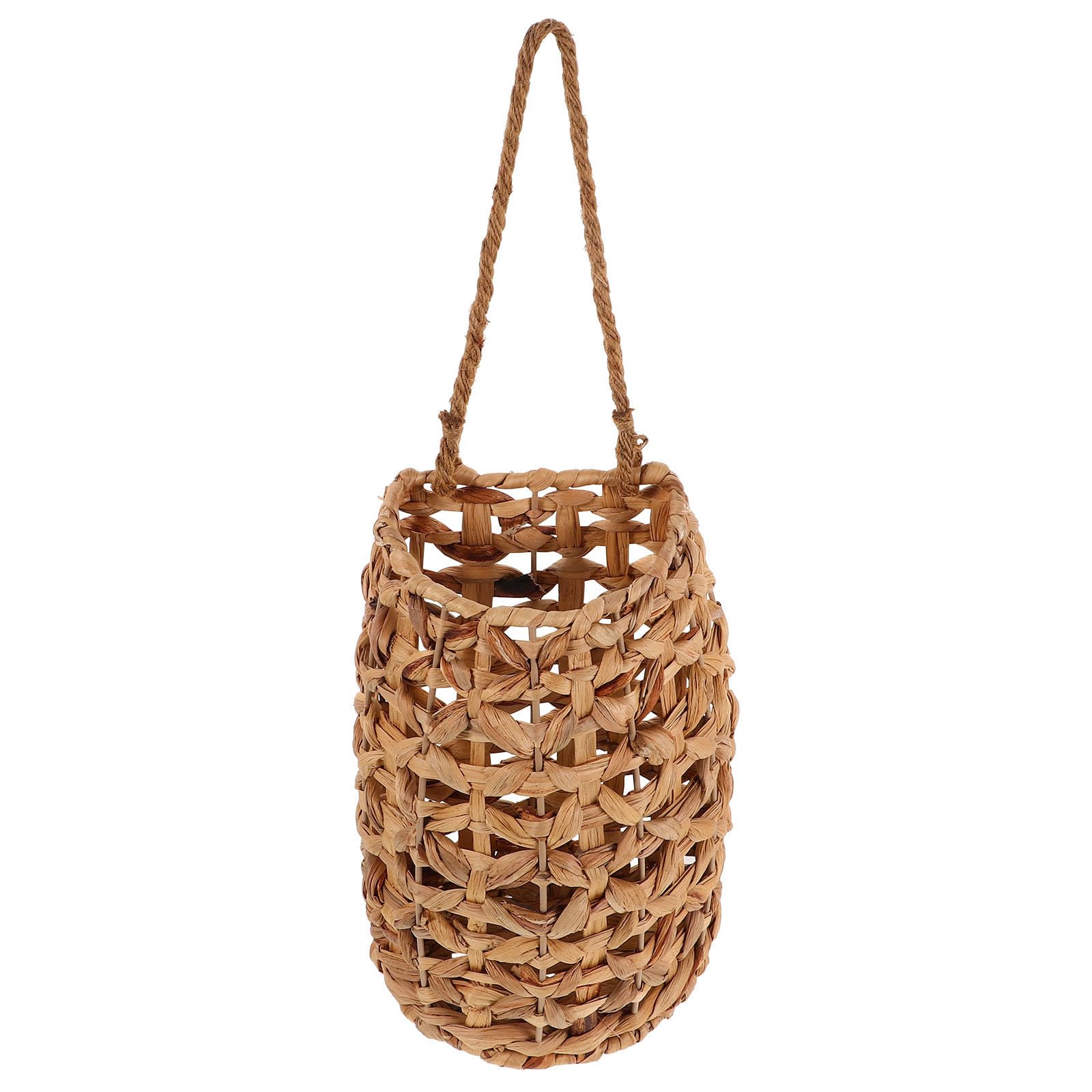 Veemoon Cesta Diseño Nórdico Elegante Colgante Tejida de Hierba de Calabaza Beige para Almacenamiento Multipropósito Adecuado para Sala y Oficina