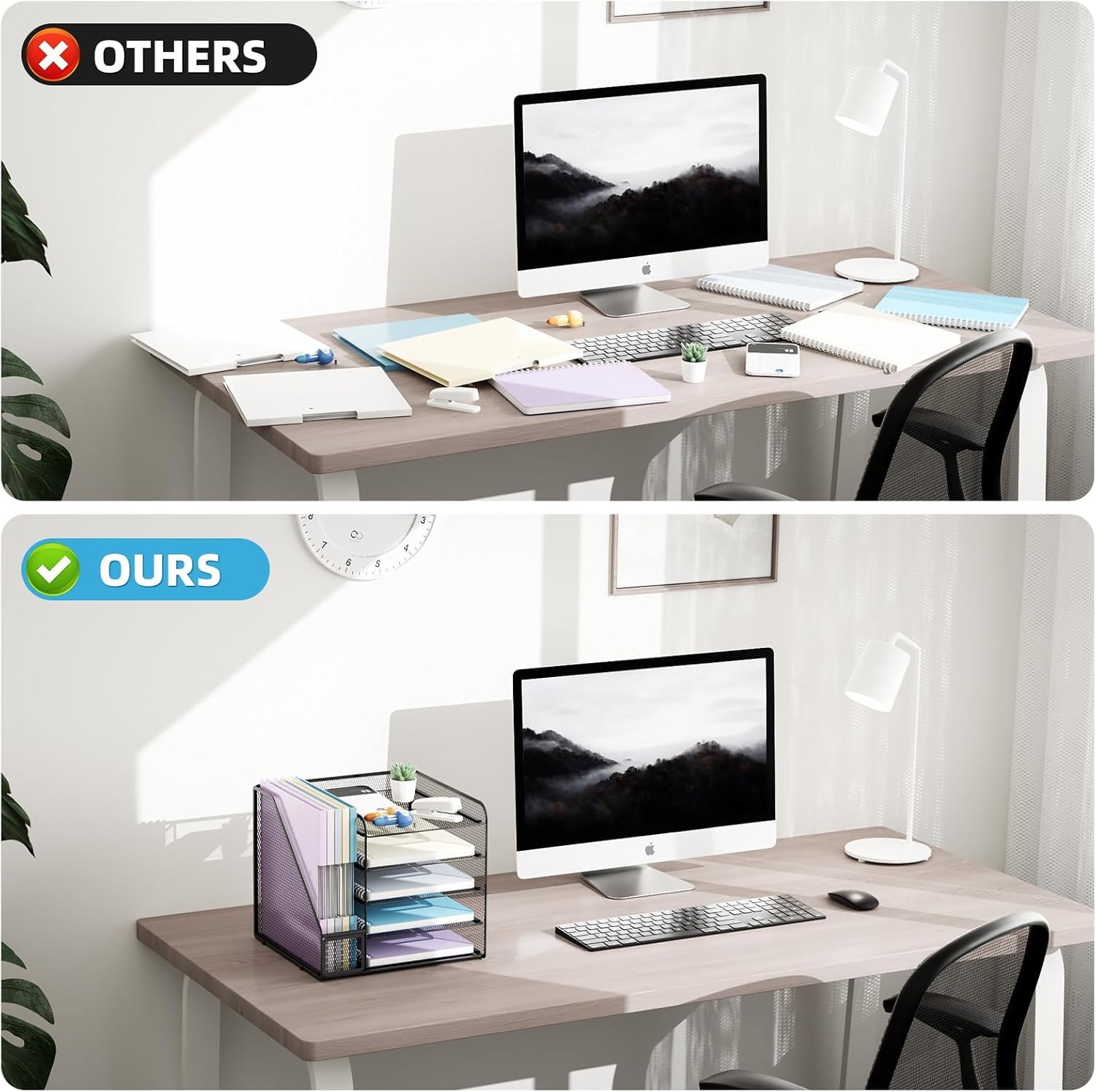 Marbrasse Organisateur de Bureau 5 Niveaux Maille Papier Porte-Dossiers Noir