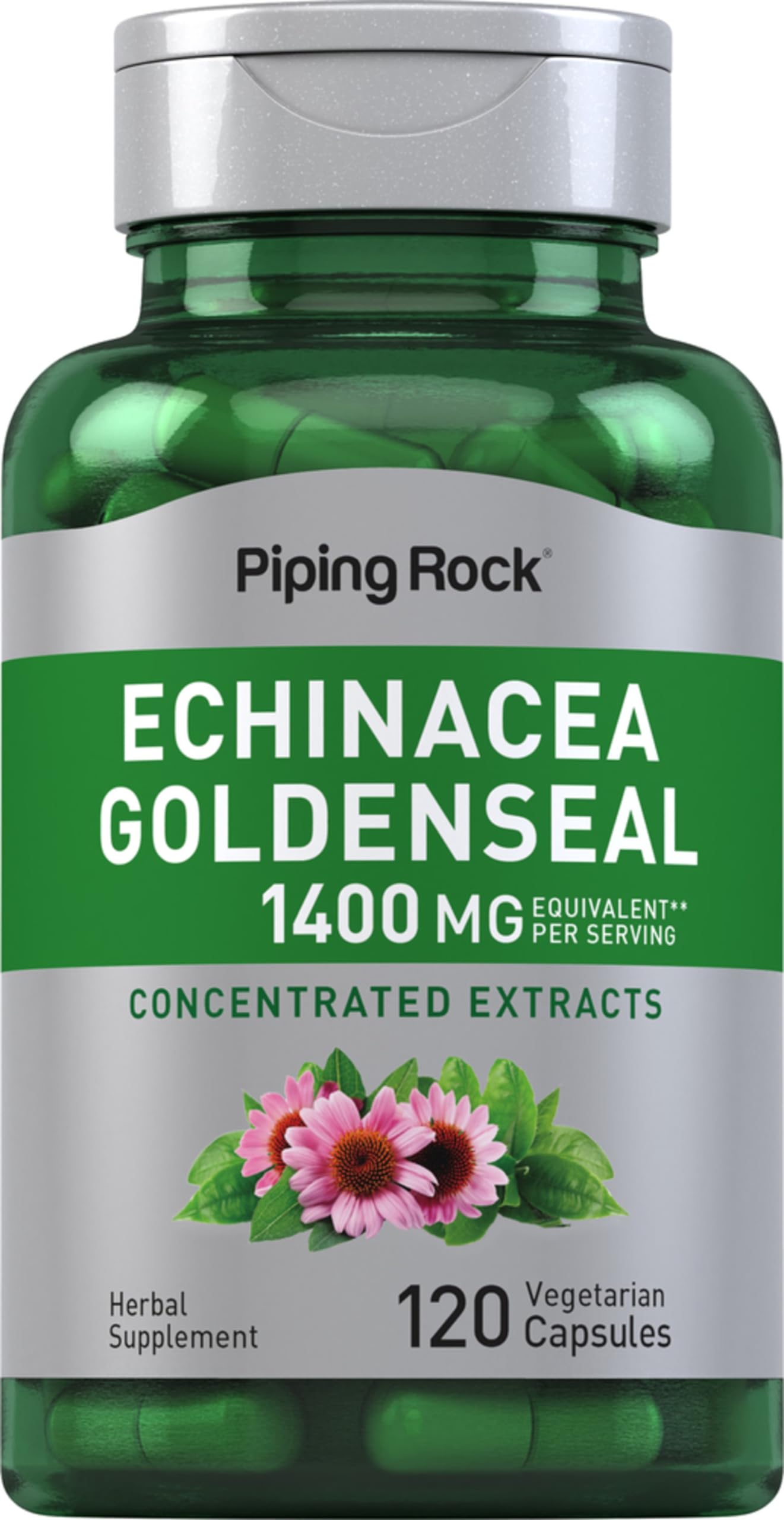 Echinacea Goldenseal Capsules | 1400mg | 120 Vegetarian Capsules | Non-GMO, Gluten Free Supplement