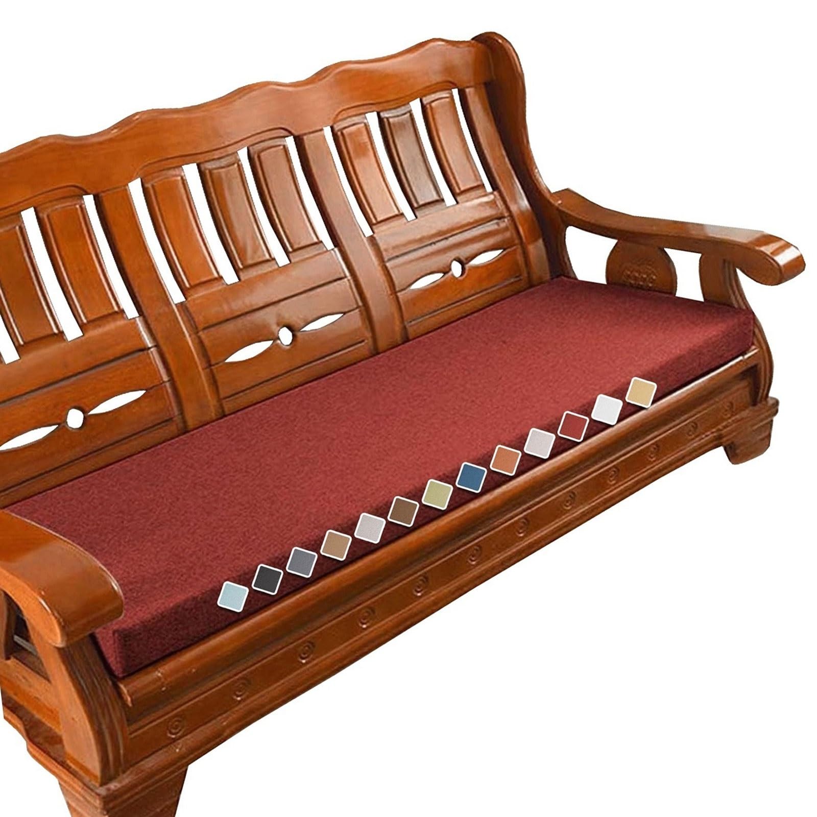 Versatile Indoor/Outdoor Bench Cushion - 150cm/120cm/100cm/90cm x 40cm/35cm/50cm - 2/3 seater Non-Slip Seat Pad for Bay Windows,Garden Patio,Long Chairs,Swings & Porch Furniture(Burgundy,45x45x5cm)