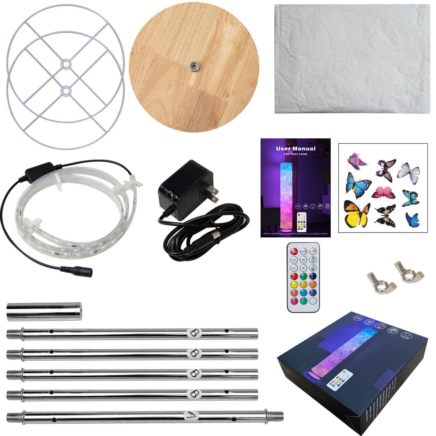 AIEHOUSE Soft Light Floor Lamp 60 inch Simple Design Morden Slim RGB 7 Color Changing LED Tyvek Fabric Shade Dimmable Remote Control Standing Tall Lamp for Living Room Bedroom Game Room - Image 4