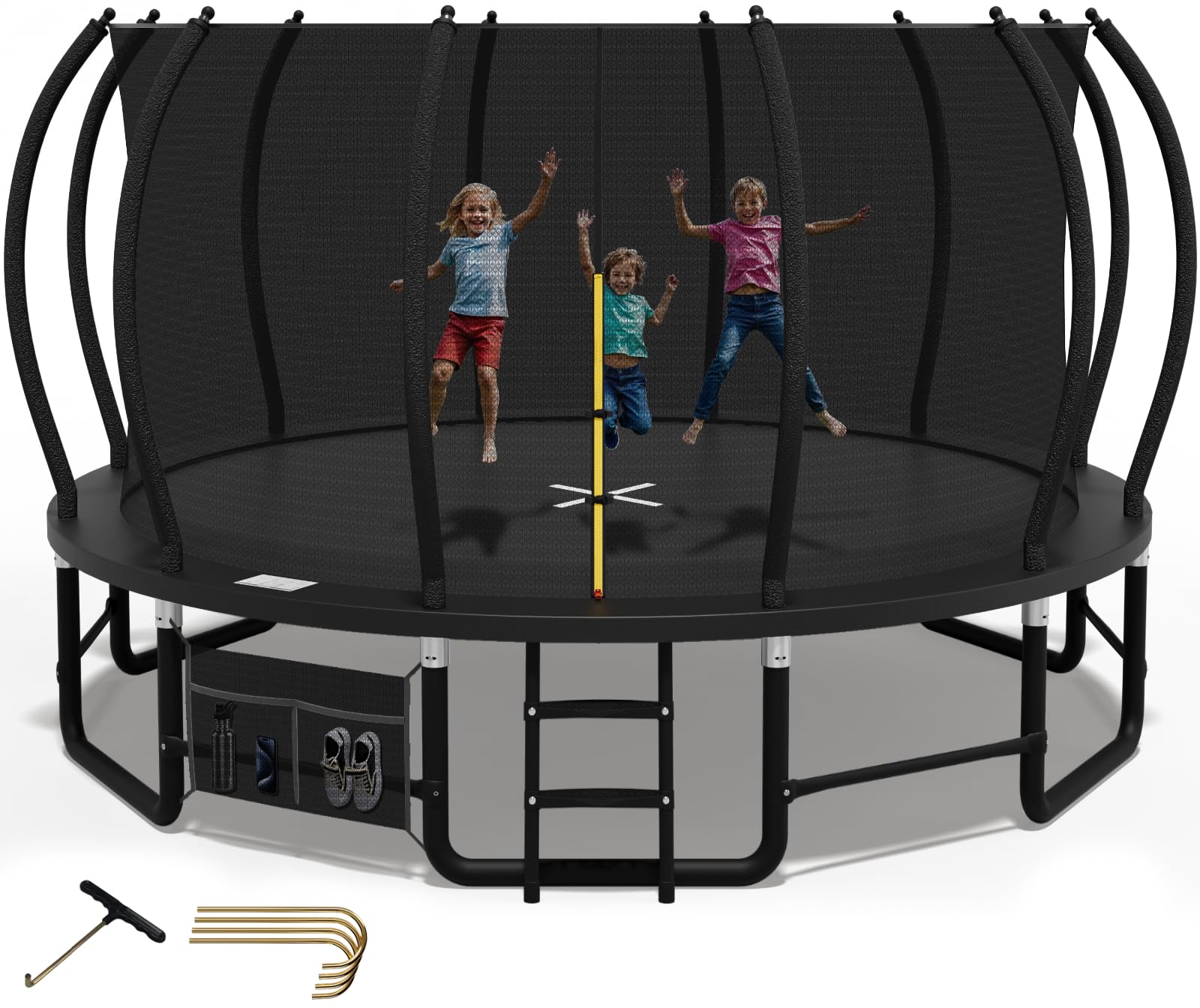 Devoko Trampoline Extérieur Ø228/305/366/427cm, Traverses de Jambe renforcées, Structure Stable et Robuste, Charge Max 160kg, Construction Monobloc, Installation Rapide, Adapté aux Enfants et Adultes